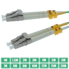 1-20M LC/UPC to LC/UPC Fiber Optic OM4 MultiMode Duplex 50/125 Patch Cable Aqua