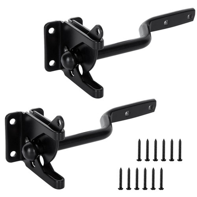 #ad 2 Pack Gate Latch for Wooden Fence Gravity Self Locking Black Door Lock Heav... $25.49