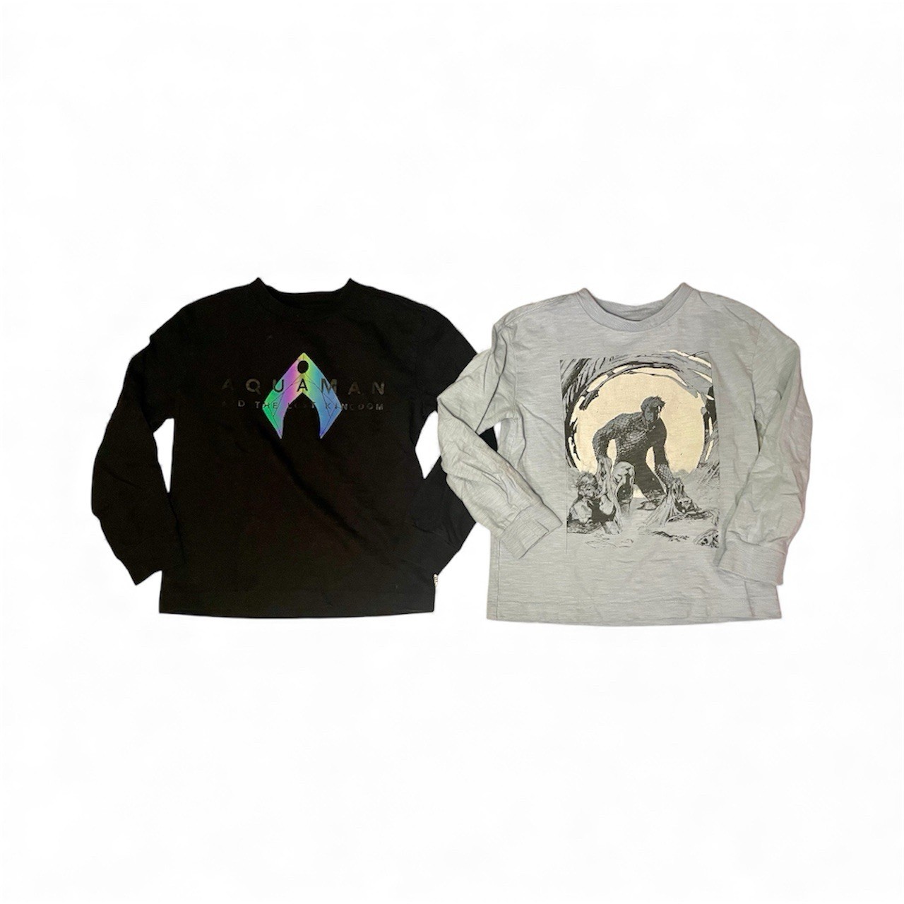 Gap Kids Boys Size 6-7 Marvel Aquaman Long Sleeve Shirts Set/Lot of 2