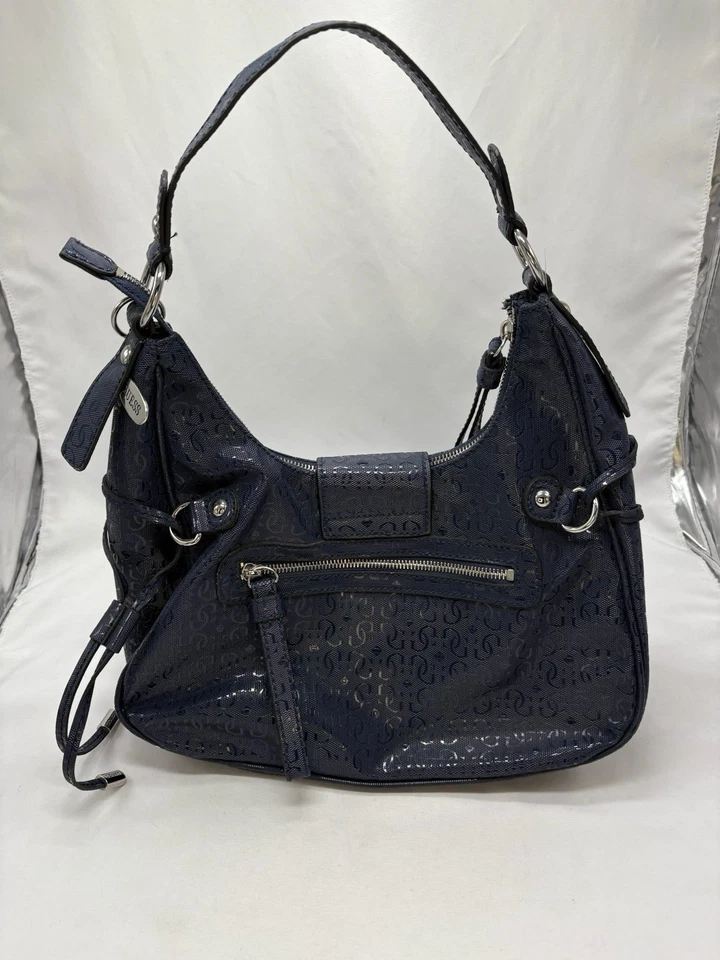 VTG Y2K Guess Hobo Bag Blue Tassels Bag Charms 2000s Boho Grunge - Image 2 of 4