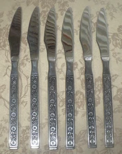 Gold Standard Stainless Steel Flatware Night Blossom DINNER KNIVES SET OF 6