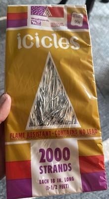 Vtg Silver Tinsel Icicles 2000 Strands Sealed Woolworths Pkg 1960s 18'' No Lead