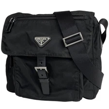 PRADA Plate Shoulder Bag BT8994 Nylon Black #BS2477