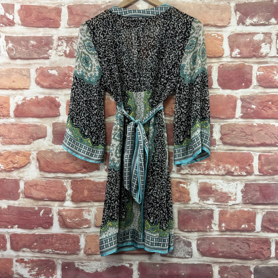 INC Dress Shell Womens 8 Multicolor 100% Silk Boho Floral Sheer Lightweight - Image 2 of 4