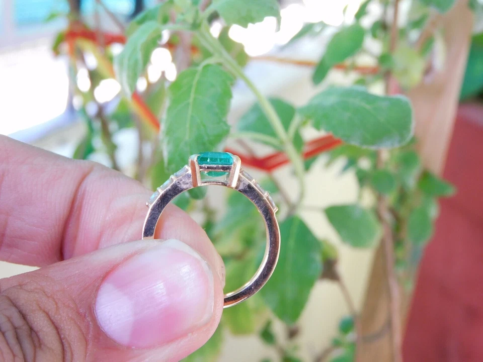 2.44ct Princess cut Natural Emerald Diamond Wedding Ring14k White gold - Image 2 of 4