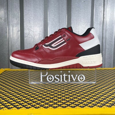 Bally Mens Kuba Red Calf Leather Low Top Sneakers Shoes US 7 New