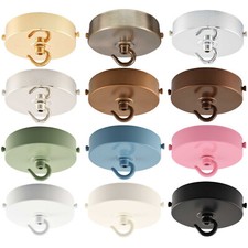 ElekTek Flat Top Ceiling Pendant Rose 100mm Light Fitting, Hook, Choose Colour