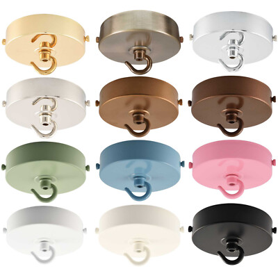 ElekTek Flat Top Decken-Pendelleuchte Rose 100 mm Leuchte, Haken, Farbe wählbar