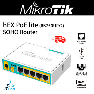 Mikrotik hEX PoE lite RB750UPr2 SOHO Router with 5x Ethernet Port and 1xUSB 