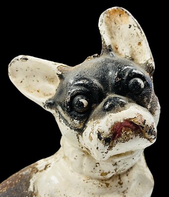 Antique Hubley Cast Iron French Bulldog Doorstop Straight Screw