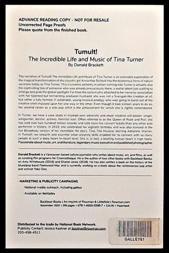 Tumult!: The Incredible Life & Music of Tina Turner - SC RARE UNCORRECTED PROOF - Picture 2 of 2