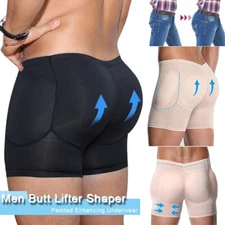 Mens Padded Underwear Briefs Boxer Butt Lifter Hip Enhancer Shorts Shaper Pants