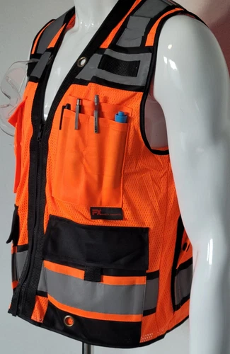 FX Heavy Duty Surveyors Safety Vest with Zipper, Large Plan Pocket image 2