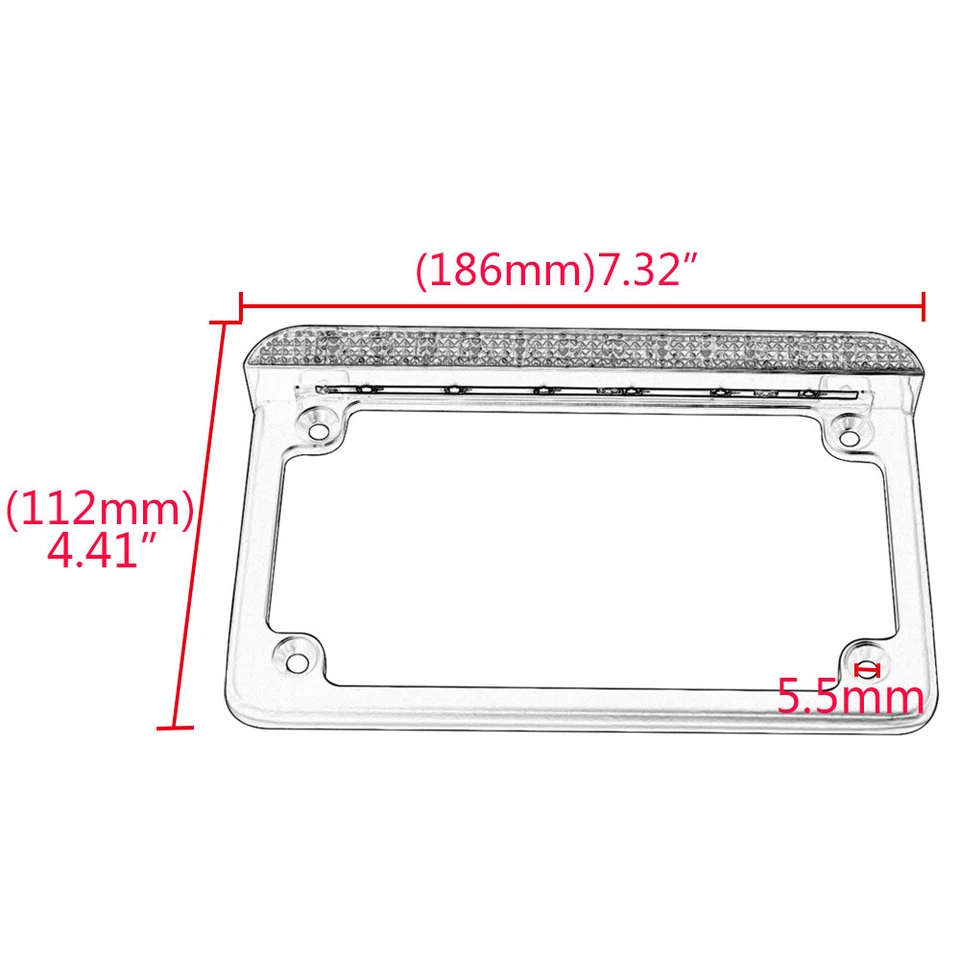 12V Motorbike Aluminum LED License Plate Frame w/Brake Light For Harley Yamaha - Image 3 of 4