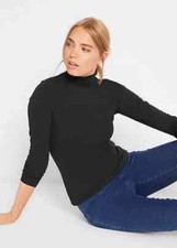 LADIES LONG SLEEVE POLO NECK ROLL NECK TOP WOMENS TURTLE NECK PLAIN JUMPER 8-26