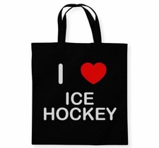 Ice Hockey I Love Tote Bag Reusable Cotton Shopping Bag
