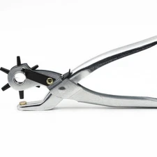 Leather Hole Punch Pliers 9" with Multi-size Rotating Wheel Puncher for Belts