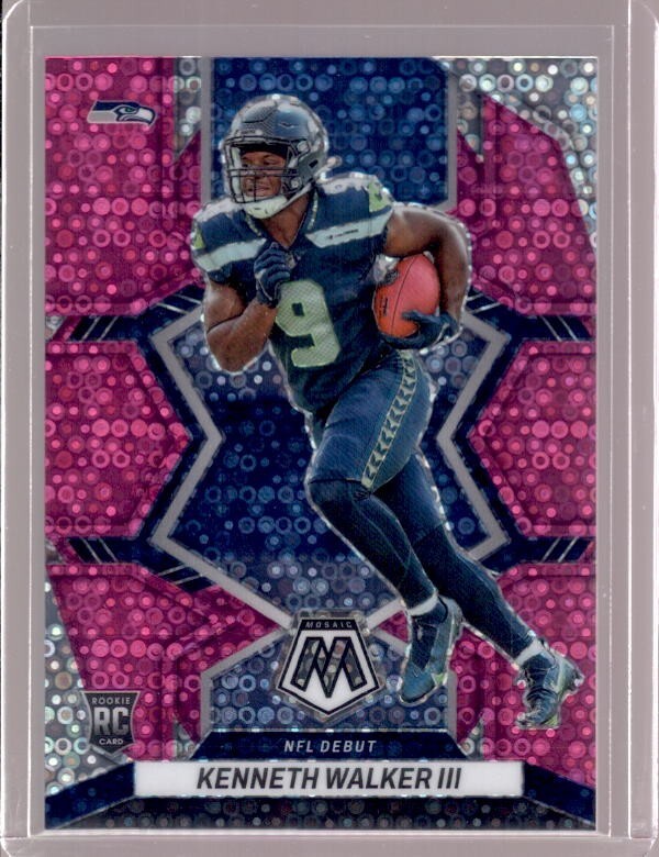 KENNETH WALKER III 2022 Panini Mosaic #284 Pink No Huddle Prizm Rookie RC #15/20