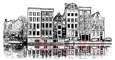 Deep Red Stamps Amsterdam Waterfront Rubber Cling Stamp