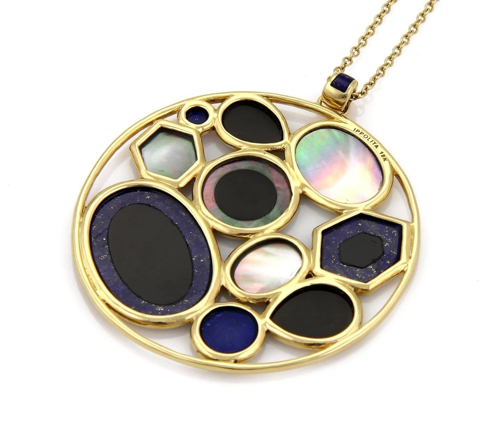 Круглая цепочка с подвеской из 18-каратного золота с перламутровым ониксом лазуритом Ippolita Rock Candy - Изображение 3 из 4