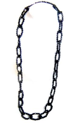 36'' long black onyx faceted bead loop/link necklace NKL320007