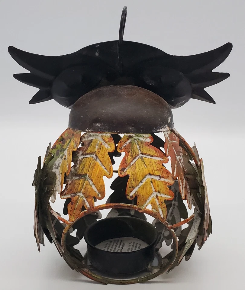 Castiçal coruja pintado de metal e fio 6" de altura - Imagem 3 de 4