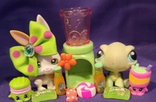 Littlest Pet Shop Pet Pairs #321 & #322, Real Feel Pet Turtle & Bunny 2006 LPS