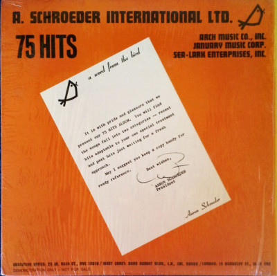 AARON SCHROEDER INTERNATIONAL LTD - 75 HITS - PROMO LP - IN SHRINK - HENDRIX 