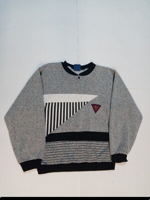 Max Active Worldwide VTG 80's Rare Men's LG Sweater Black/White/Gray