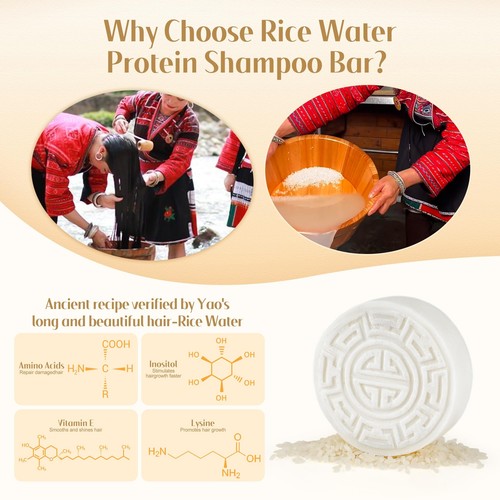 Rice Water Shampoo Bar - 2 in 1 Fermented Rice Water Solid Shampoo and Condit... - Picture 6 of 8