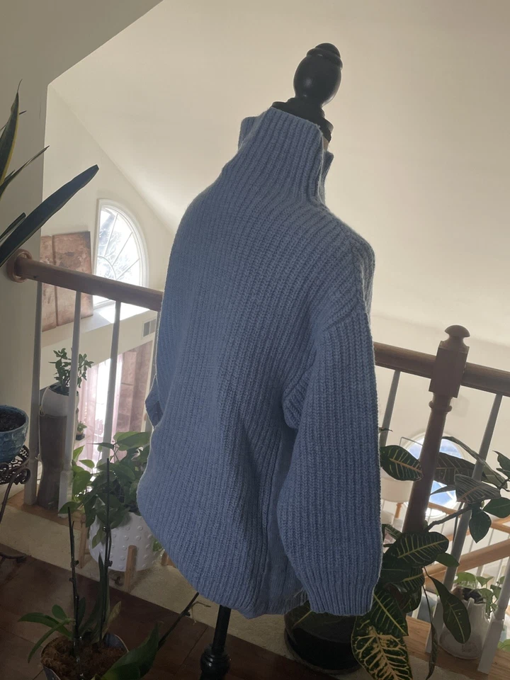 POESÍA Lana Merino Algodón Grueso Tejido Suéter Manga 3/4, US6 UK 10 Talla. Foto 3 de 4