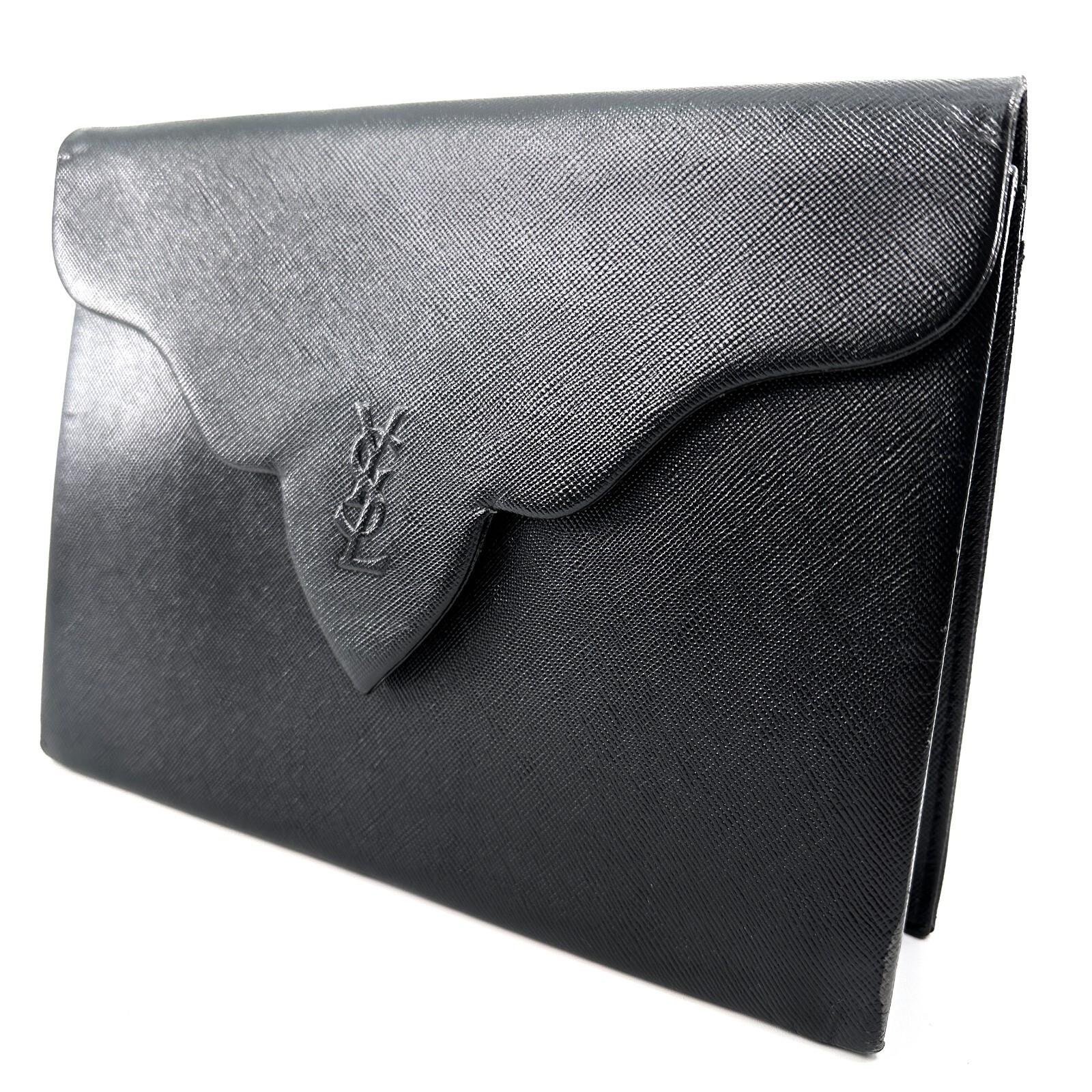 Borsa pochette vintage Yves Saint Laurent pelle saffiano YSL nera