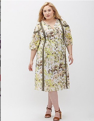 Lane Bryant Printed Peasant Dress Leaf Camo Plus Size 14/16 1X NEW With  Tags