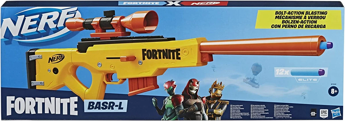 Nerf Fortnite BASR-L Bolt Action, Clip Fed Blaster -- Includes Removable  Scope, 6-Dart Clip