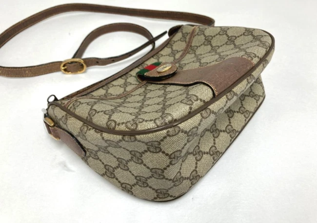 Vintage GUCCI Sherry Line GG Supreme Shoulder Bag Crossbody PVC Beige designer - Image 3 of 4