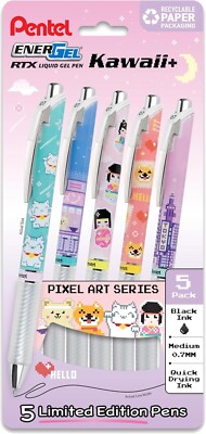 Pentel EnerGel, Gel Pen, Kawaii Tokyo Designs, (0.7mm), Black Ink, Pack of 5