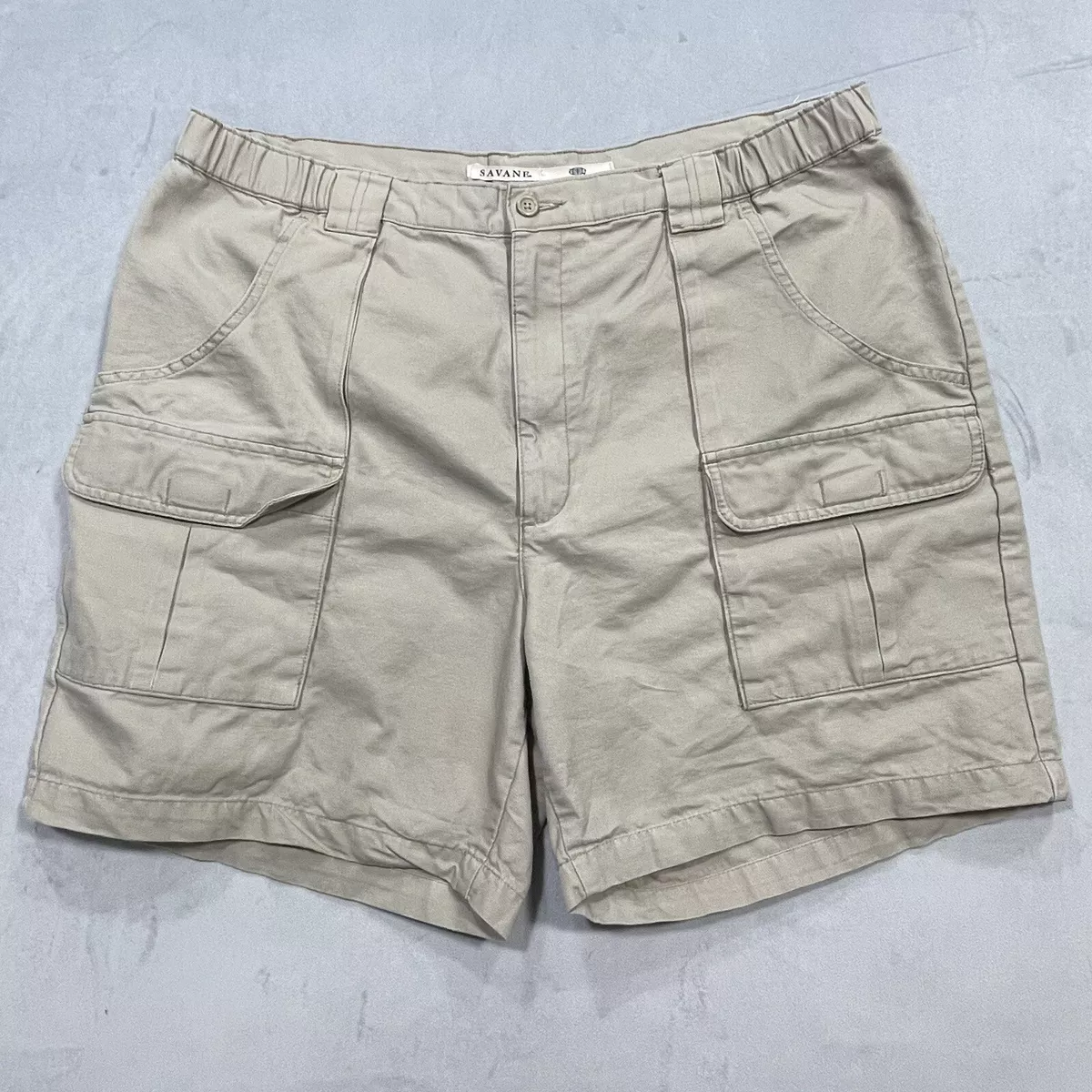 Savane Comfort Waist Cargo Shorts Men s 38 Side Stretch Beige