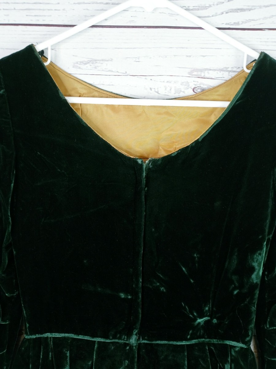 Vintage Sears Fashion Velvet Dress Womens Size 9/10 Green Longsleeve | eBay