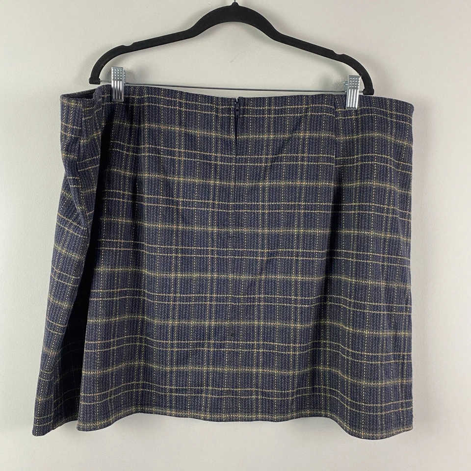 Modcloth Sweet Silver Linings Metallic Plaid Mini Skirt Size 3X Dark Academia - Image 4 of 4