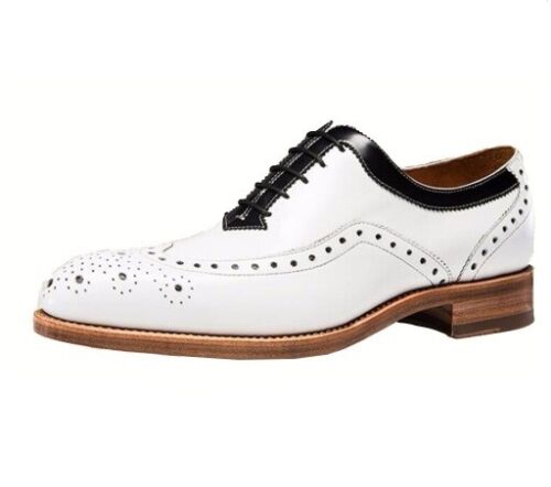 Handmade Men Wing Tip Brogue Lace Up Dress Shoes, Real Leather Office Shoes - Picture 1 of 3