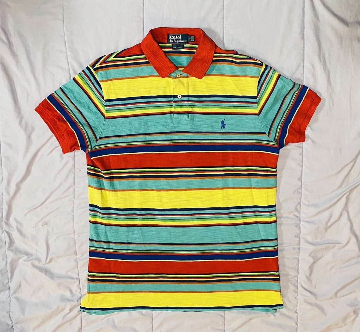 Polo Ralph Lauren Multicolored Striped Polo Shirt Mens L *Small
