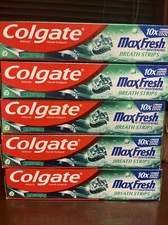 (5) Colgate Max Fresh Toothpaste Whitening Breath Strips/Knockout/Mint 6.3 oz