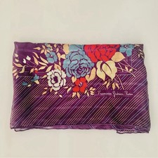 Francoise Guerin Paris Vintage Purple Floral Silk Scarf