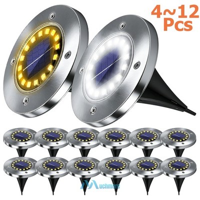 4/8/12X Outdoor 16LED Disk In-Ground Solar Garden Buried Lamp Pathway Mark Light