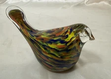Italy Art Glass Bird Paperweight Figurine, 6" Colorful Millefiori Italian