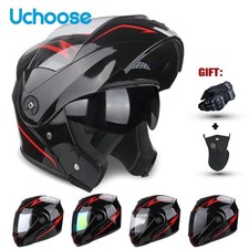 Dot Certification Uchoose Motorcycle Helmet Double Lens Cross Section Helmet Saf