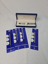 Waterman Paris Ballpoint Pen In Box Plus Refills Silver Black