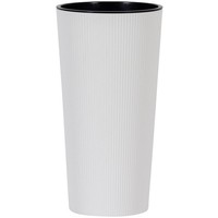 Pflanzgefäß Pflanztopf Blumentopf Blumengefäß Locon Stripe Weiß 30 Cm Kunststoff