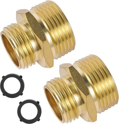 2 PCS Brass Garden Hose Adapter, 1 NPT to 3/4'' GHT Male X 1'' NPT Male, Hose Adap
