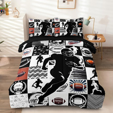 5 Pcs Football Full Bedding Set for Boys Teens, Full Size Sports Cool Football B